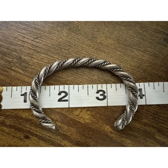 Vintage Sterling Silver Twisted Rope Adjustable Cuff Bracelet - Picture 4 of 6